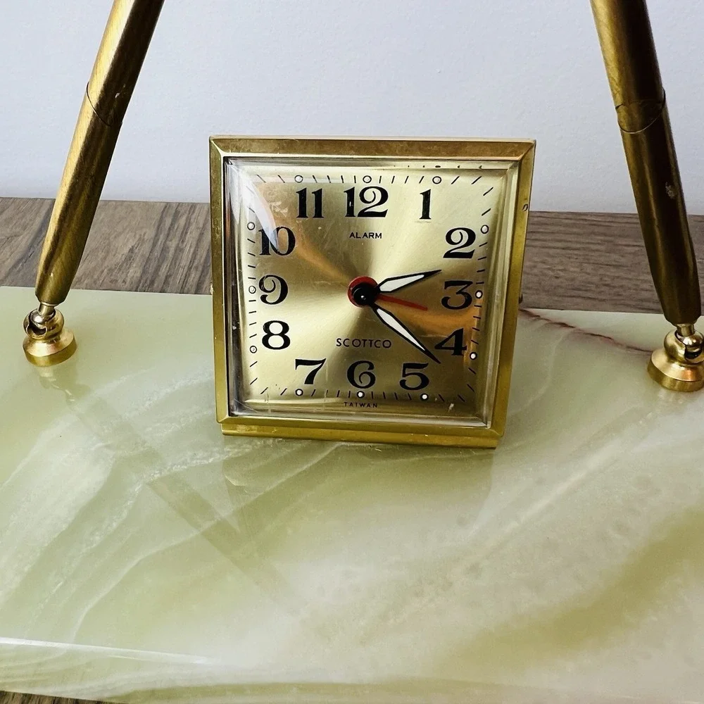 VINTAGE Office SCOTTCO PEN SET Onyx Desk Alarm EQUITY Clock